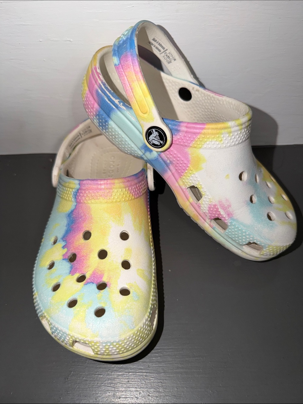 Kids girls Crocs Tie-Dye Clog Sandals - White Multicolor Sz C13